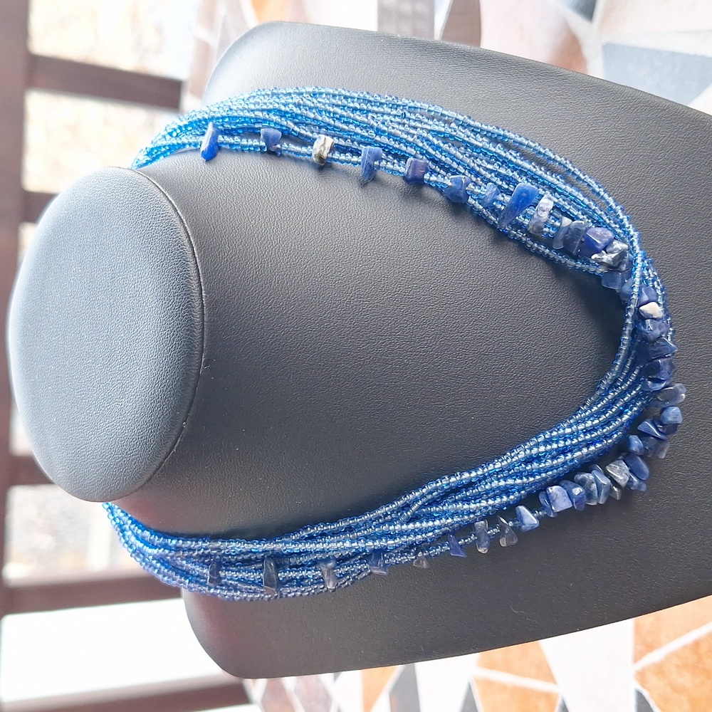 Avon Brillant Blue Layered Bead Necklace With Extension